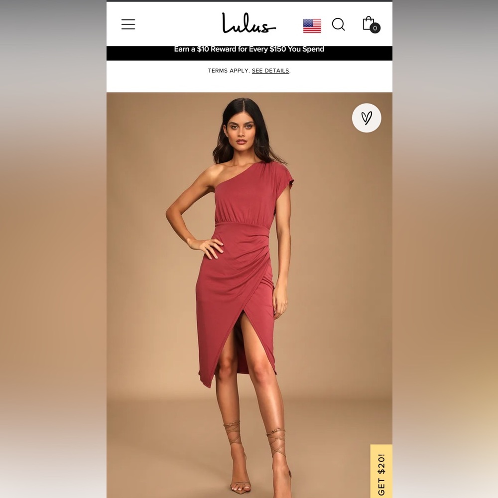 Dusty Rose One Shoulder Midi Dress